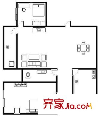 天平花苑户型图2室2厅户型图 2室2厅1卫1厨
