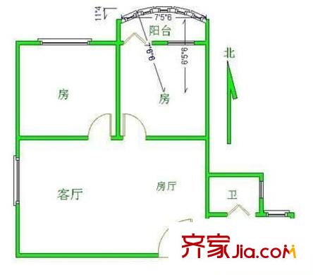 御晖苑户型图2室2厅户型图 2室2厅1卫1厨