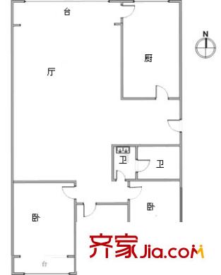 云麗園戶型圖戶型圖 3室1廳2衛(wèi)1廚