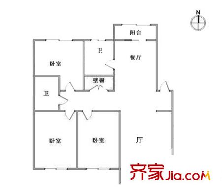 云麗園戶型圖戶型圖 3室2廳2衛(wèi)1廚