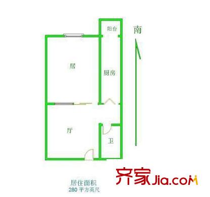 源德里戶型圖戶型圖 1室1廳1衛(wèi)1廚