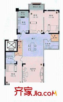 翠湖溫泉花園戶型圖戶型圖 4室1廳2衛(wèi)1廚