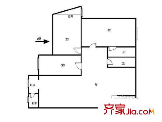 紫來花園戶型圖戶型圖 3室1廳2衛(wèi)1廚