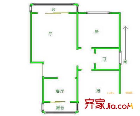 嘉泰花園戶型圖戶型圖 2室2廳1衛(wèi)1廚