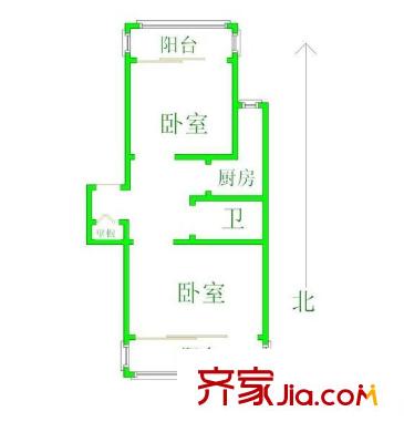 嘉泰花園戶型圖戶型圖 2室1廳1衛(wèi)1廚
