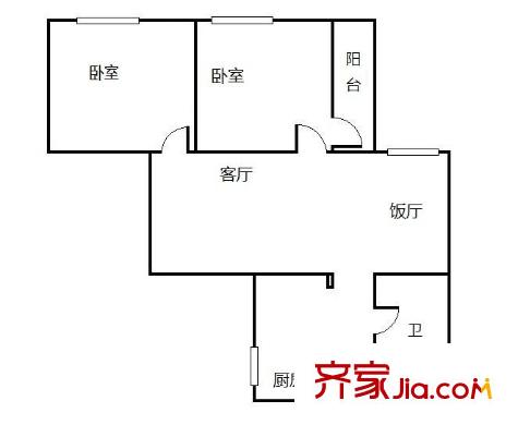 新陶苑 2室 户型图