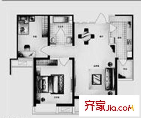 萬(wàn)科金域藍(lán)灣戶型圖戶型圖 2室2廳1衛(wèi)1廚