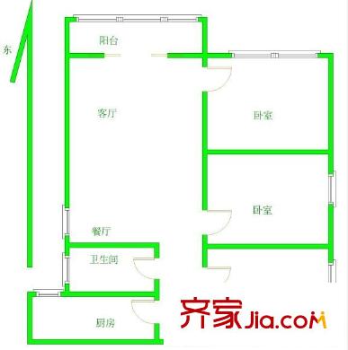 粤韵庭园户型图3室2厅户型图 3室2厅1卫1厨