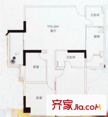 天诚广场第二期-世纪华都三室户型图户型图