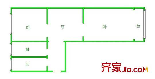 市政樓?河東區(qū) 2室 戶型圖