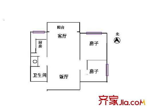 天惠嘉园户型图2室2厅户型图 2室2厅1卫1厨