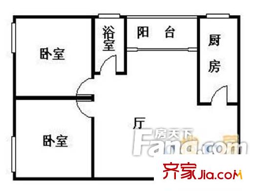汇友苑户型图2室1厅户型图 2室1厅1卫1厨