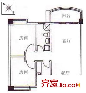 汇友苑户型图2室2厅户型图 2室2厅1卫1厨