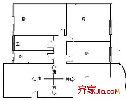 骏汇大厦户型图3室1厅户型图 3室1厅1卫1厨