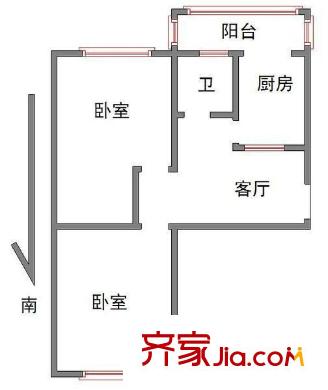 蓬仁園戶型圖 戶型圖 2室2廳2衛(wèi)1廚