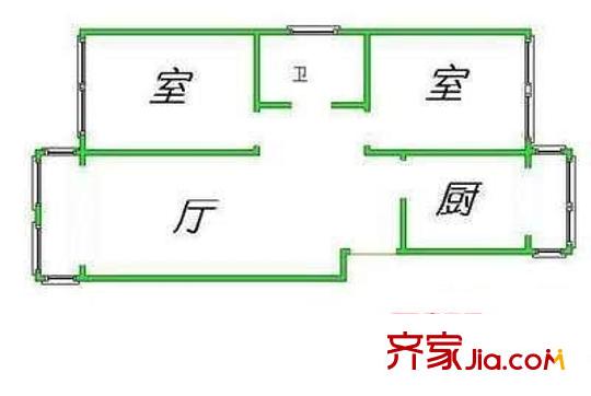 水藍(lán)花園戶型圖戶型圖    2室1廳1衛(wèi)1廚