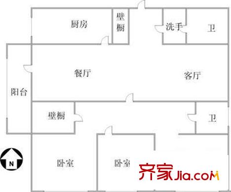 水藍(lán)花園戶型圖戶型圖 3室2廳2衛(wèi)1廚