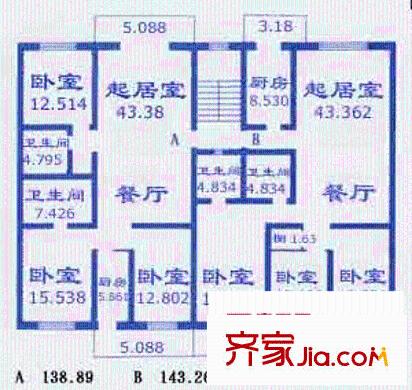 水藍(lán)花園戶型圖戶型圖 3室1廳2衛(wèi)1廚
