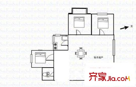 贤人阁 3室 户型图