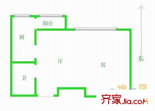 堤中里戶(hù)型圖戶(hù)型圖 1室1廳1衛(wèi)1廚