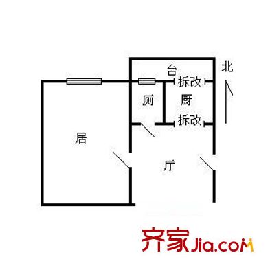 大生里戶型圖戶型圖 1室1廳1衛(wèi)1廚