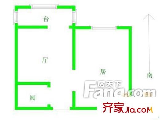 鳳園北里戶型圖戶型圖 1室1廳1衛(wèi)1廚