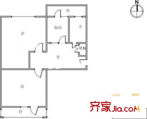 鳳園北里戶型圖戶型圖 2室1廳1衛(wèi)1廚