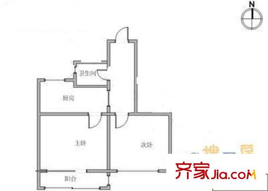 鳳園北里戶型圖戶型圖 2室1廳1衛(wèi)1廚