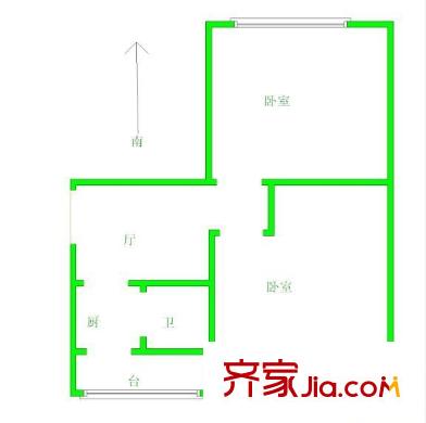 中心北里戶型圖戶型圖 2室1廳1衛(wèi)1廚