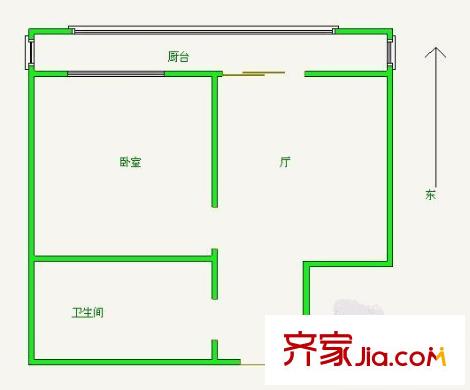 中心北里戶型圖戶型圖 1室1廳1衛(wèi)1廚