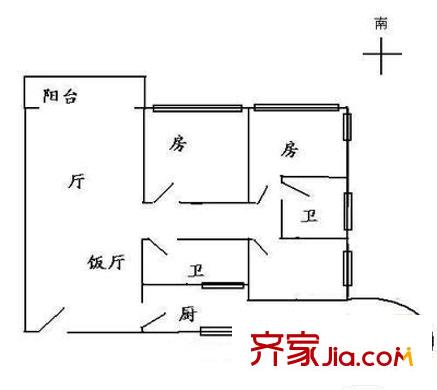 东河苑小区 2室户型图