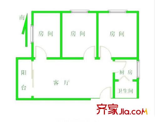 东河苑小区 3室 户型图