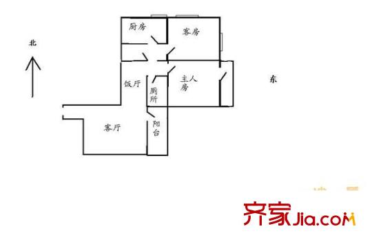 远东大厦户型图2室2厅户型图 2室2厅1卫1厨