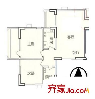 远东大厦户型图2室2厅户型图 2室2厅1卫1厨