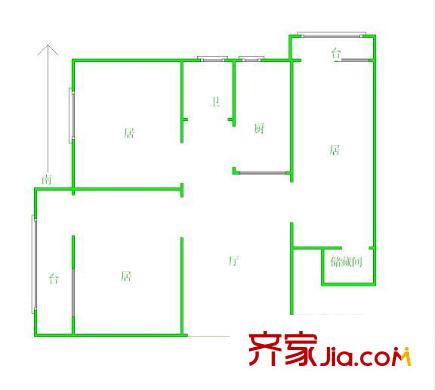 林苑北里戶型圖戶型圖 3室1廳1衛(wèi)1廚