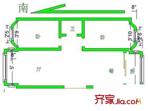 麗景勝和園戶型圖戶型圖 2室2廳1衛(wèi)1廚