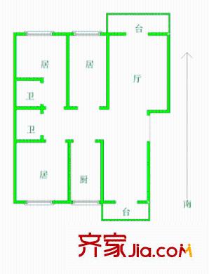 麗景勝和園戶型圖戶型圖 3室2廳2衛(wèi)1廚