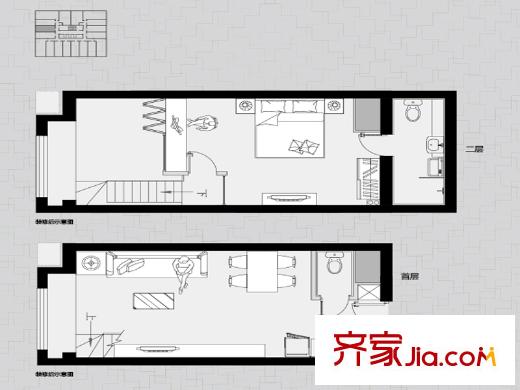 萬科金奧國際戶型圖二期9號(hào)樓標(biāo)準(zhǔn)層B戶型圖（售罄） 1室2廳2衛(wèi)1廚