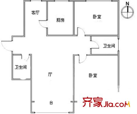 康華里戶型圖戶型圖 2室2廳2衛(wèi)1廚