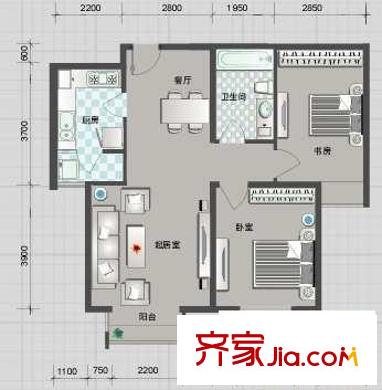 瞰海戶型圖戶型圖 2室2廳1衛(wèi)