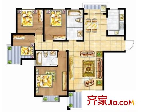天保月韻軒戶型圖戶型圖 4室3廳3衛(wèi)1廚