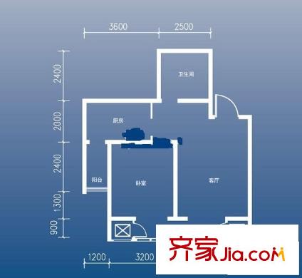 天保月韻軒戶型圖戶型圖 1室1廳1衛(wèi)1廚