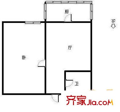 天保月韻軒戶型圖 戶型圖 1室1廳1衛(wèi)1廚