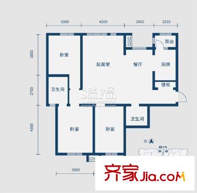 天保月韻軒戶(hù)型圖戶(hù)型圖 3室2廳2衛(wèi)1廚