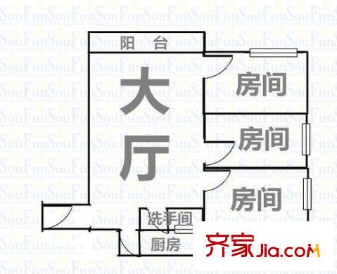 翠屏瀚宇贵都 3室 户型图