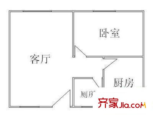怡乐路大院户型图1室1厅户型图 1室1厅1卫1厨