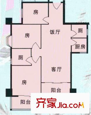 福金莲花园户型图3房2厅户型图 3室2厅2卫1厨