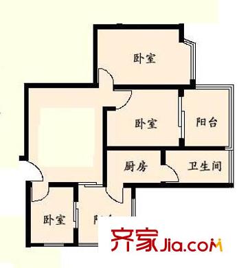 福金莲花园 3室 户型图