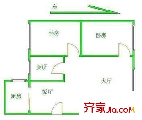 嘉怡花苑户型图2室2厅户型图 2室2厅1卫1厨