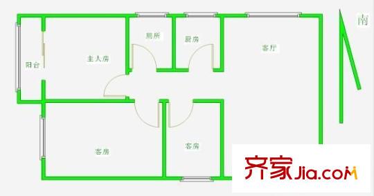 嘉怡花苑户型图3室2厅户型图 3室2厅1卫1厨